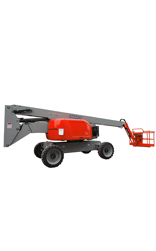 Off road curved arm aerial work platform