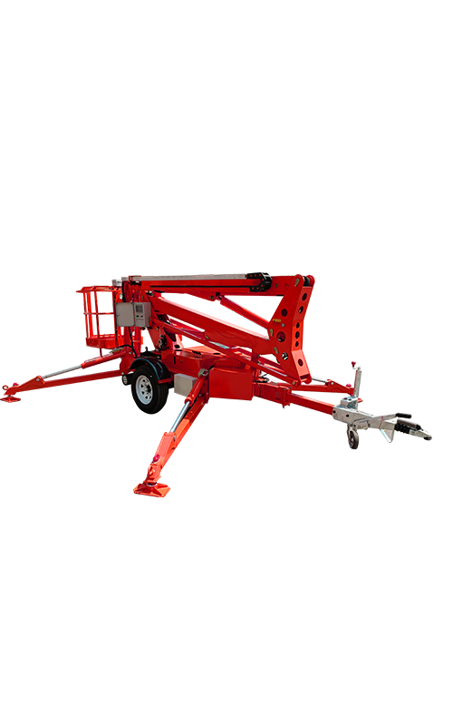 Trailer folding boom aerial working platform